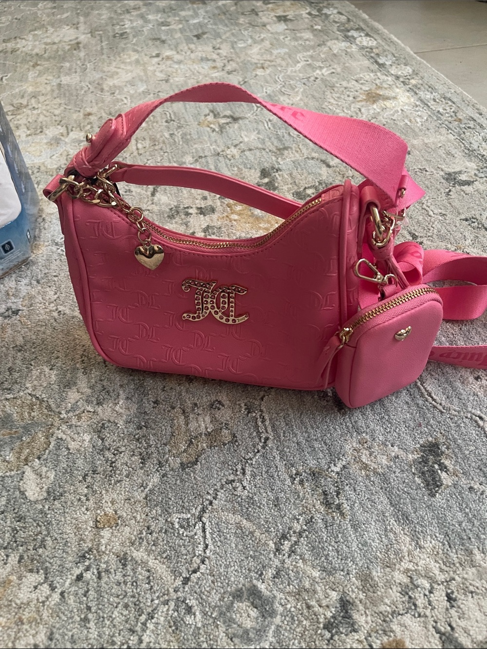Juicy Couture Hot Pink Crossbody Bag with Detachable Mini Pouch